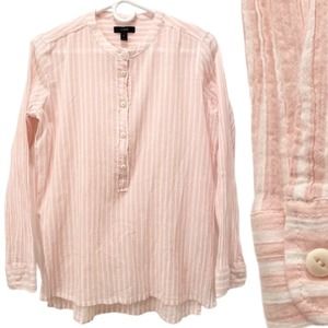 NWOT J.Crew Collarless Popover Shirt in Bengal Stripe Size 4